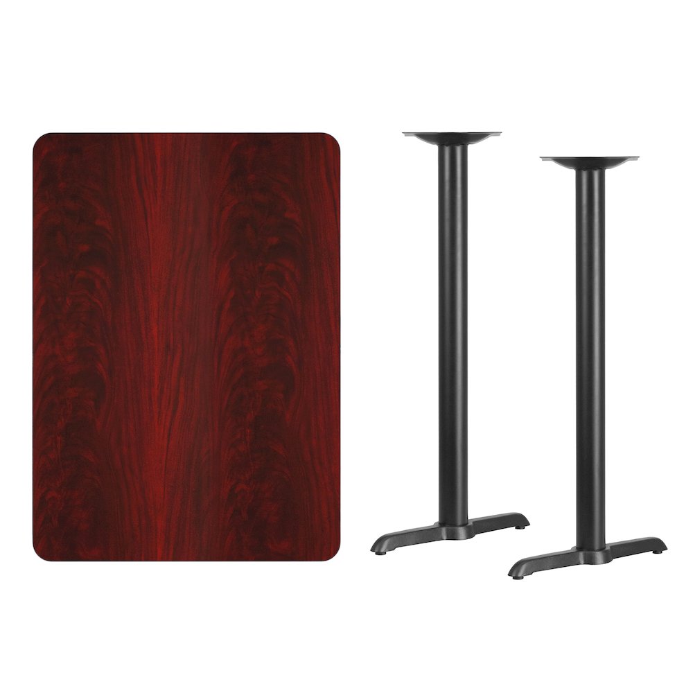 30'' x 42'' Mahogany Table Top with 5'' x 22'' Bar Height Table Bases. Picture 4