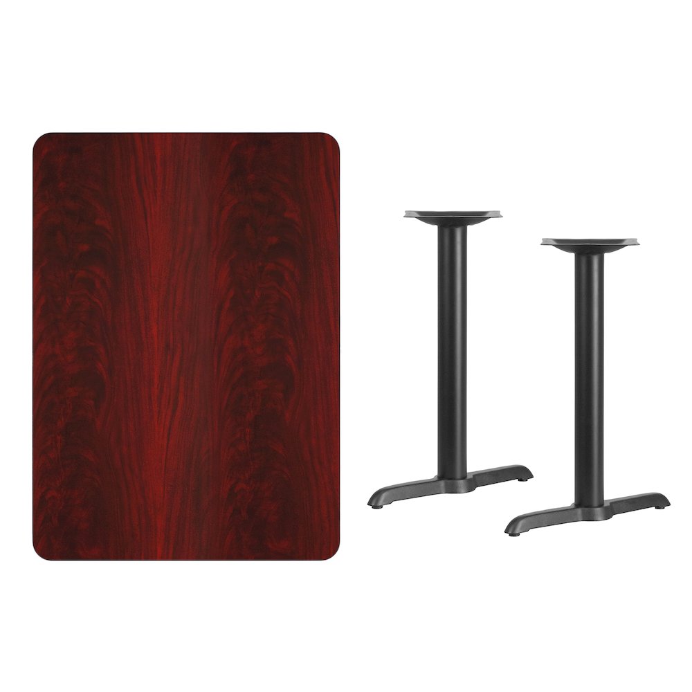 30'' x 42'' Rectangular Mahogany Table Top with 5'' x 22'' Table Height Bases. Picture 3