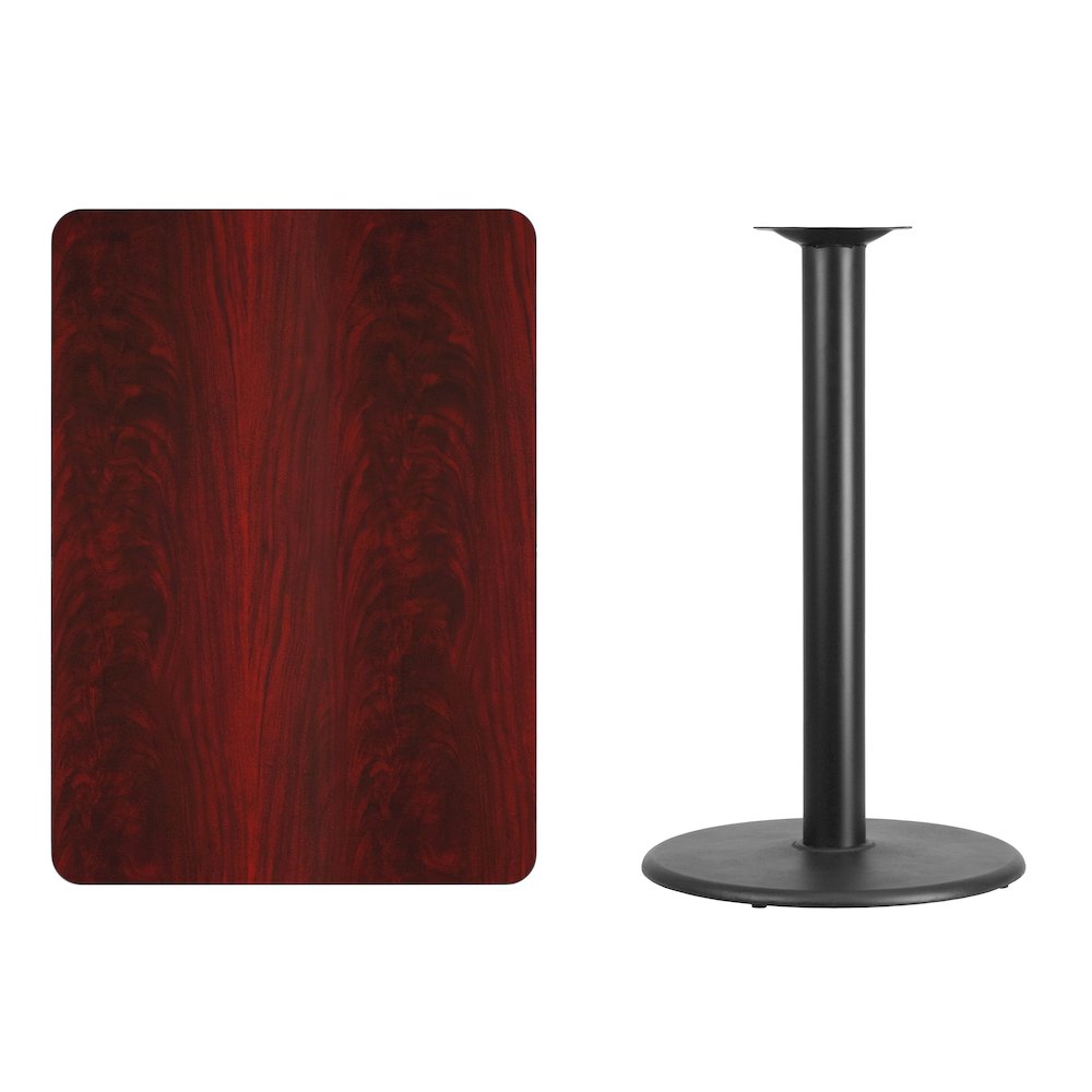 30'' x 42'' Rectangular Mahogany Table Top with 24'' Round Bar Height Table Base. Picture 4