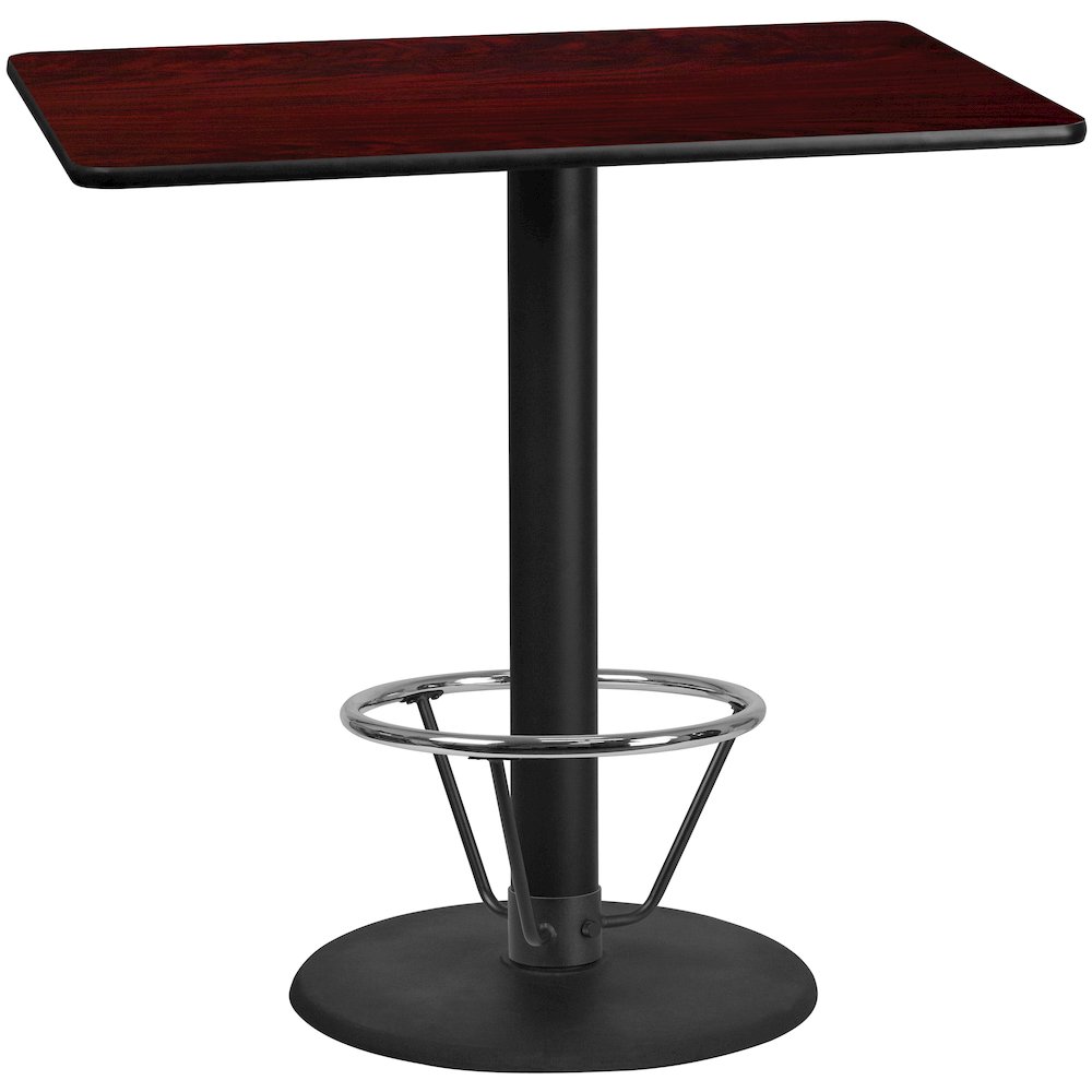 30'' x 48'' Mahogany Table Top with 24'' Round Bar Height. Picture 1