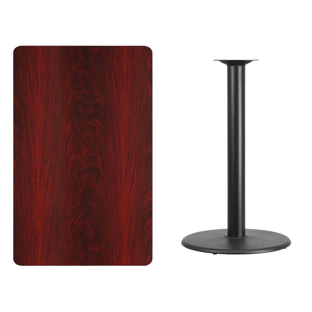 30'' x 48'' Rectangular Mahogany Table Top with 24'' Round Bar Height Table Base. Picture 4