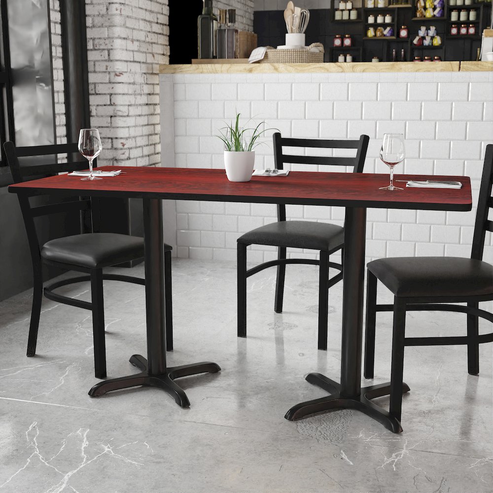 30'' x 60'' Rectangular Mahogany Table Top with 22'' x 22'' Table Height Bases. Picture 2