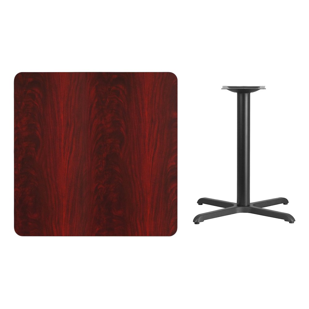 36'' Square Mahogany Laminate Table Top with 30'' x 30'' Table Height Base. Picture 4