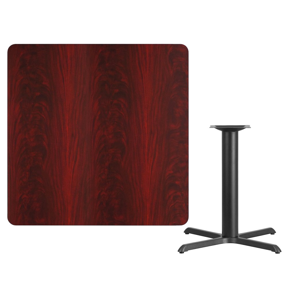 42'' Square Mahogany Laminate Table Top with 33'' x 33'' Table Height Base. Picture 3