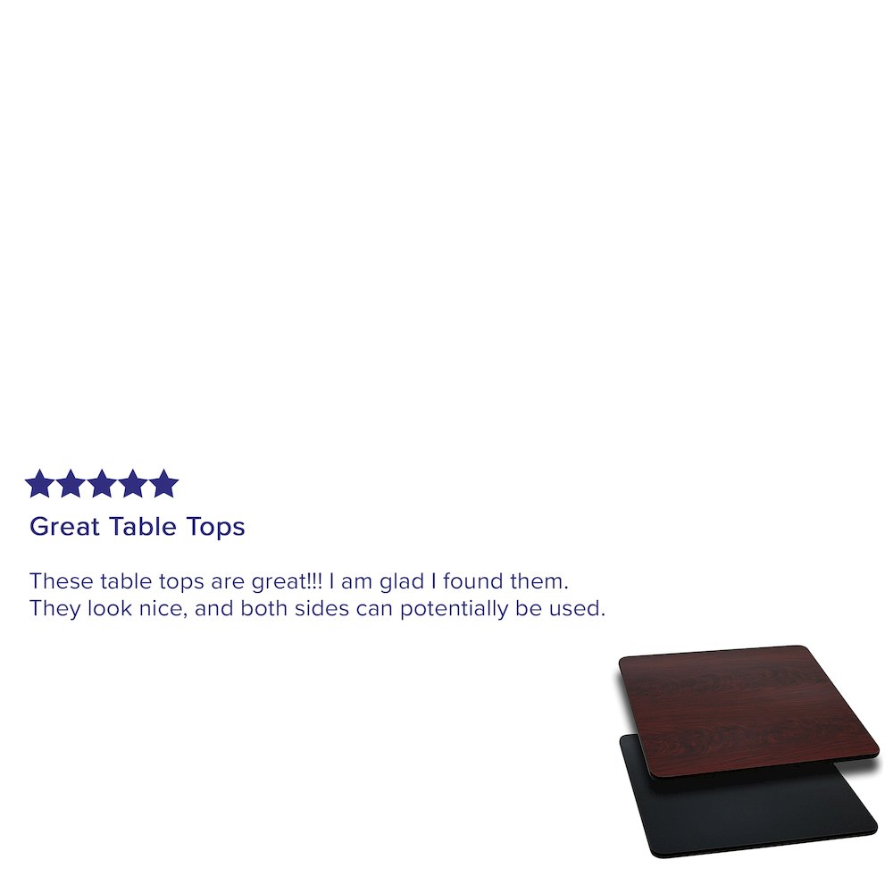 24'' Square Table Top with Black or Mahogany Reversible Laminate Top. Picture 2