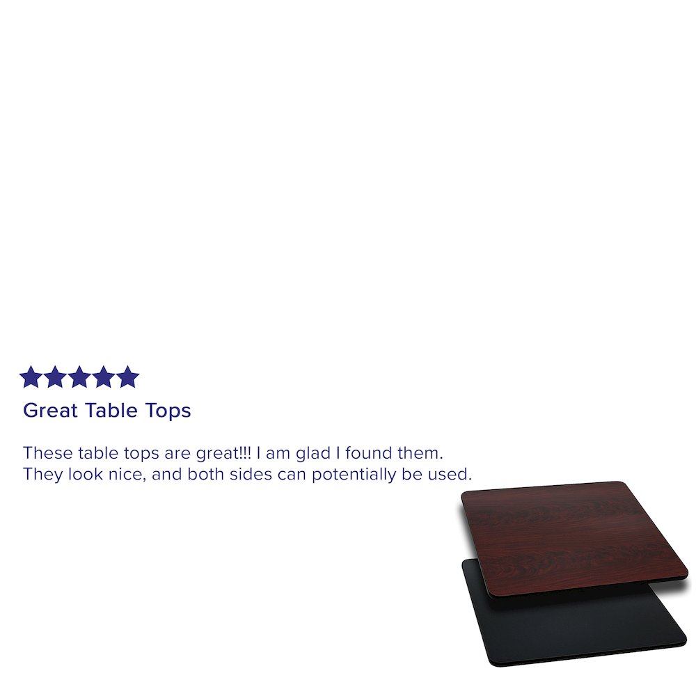 36'' Square Table Top with Black or Mahogany Reversible Laminate Top. Picture 2