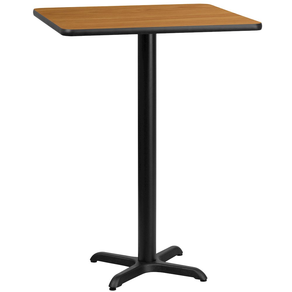 24'' Square Natural Laminate Table Top with 22'' x 22'' Bar Height Table Base. Picture 1