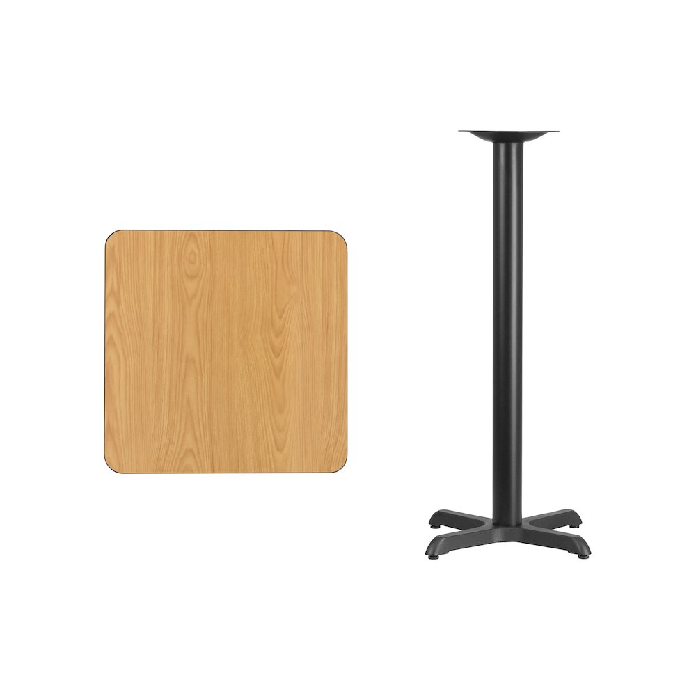 24'' Square Natural Laminate Table Top with 22'' x 22'' Bar Height Table Base. Picture 3