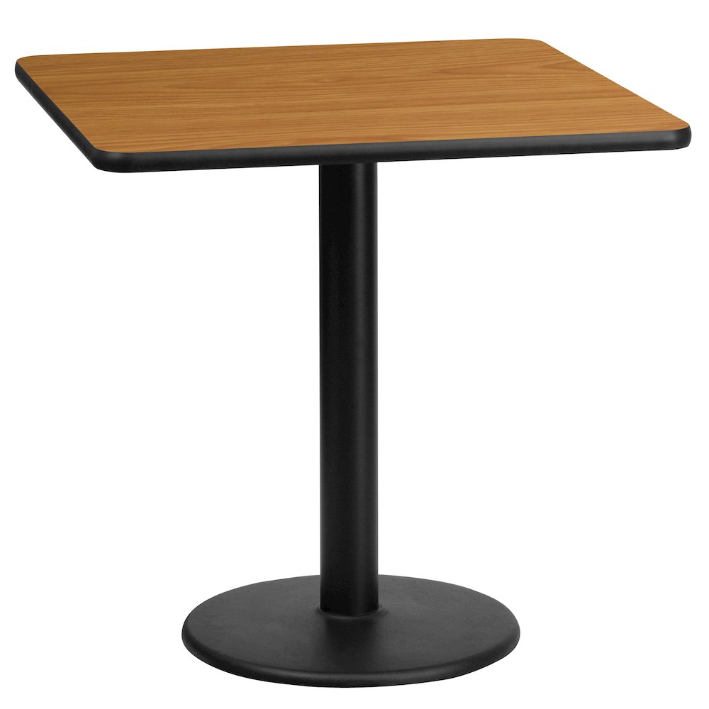 24'' Square Natural Laminate Table Top with 18'' Round Table Height Base. Picture 1