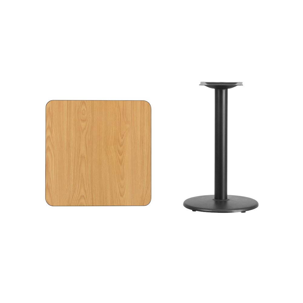 24'' Square Natural Laminate Table Top with 18'' Round Table Height Base. Picture 3