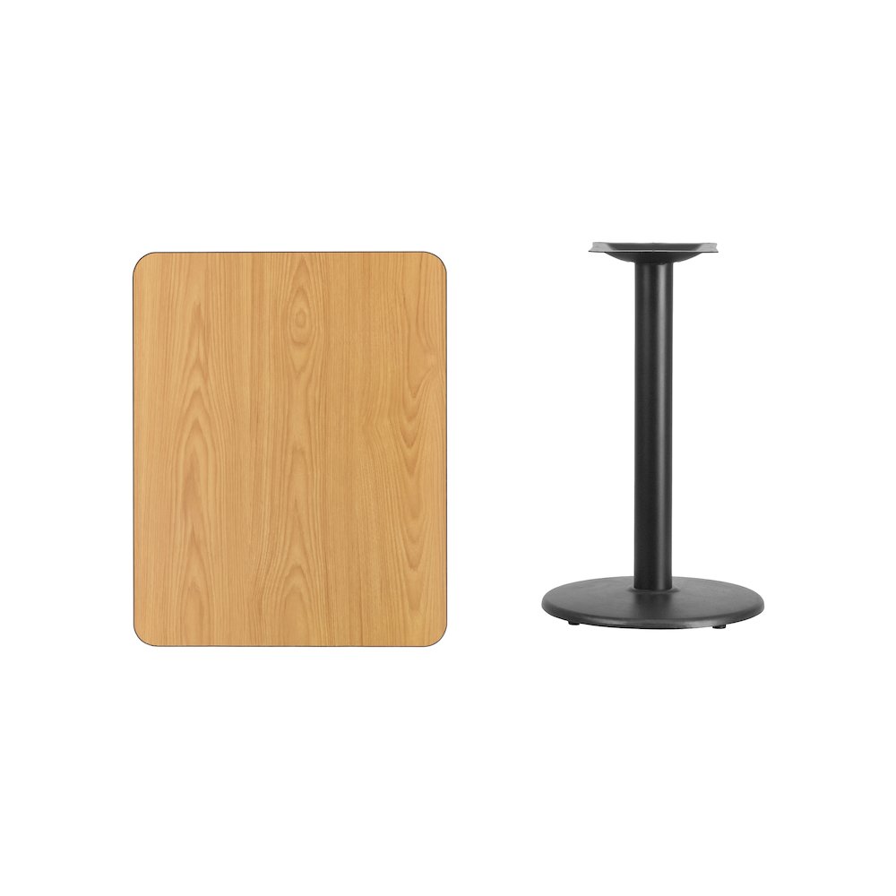 24'' x 30'' Rectangular Natural Table Top with 18'' Round Table Height Base. Picture 4