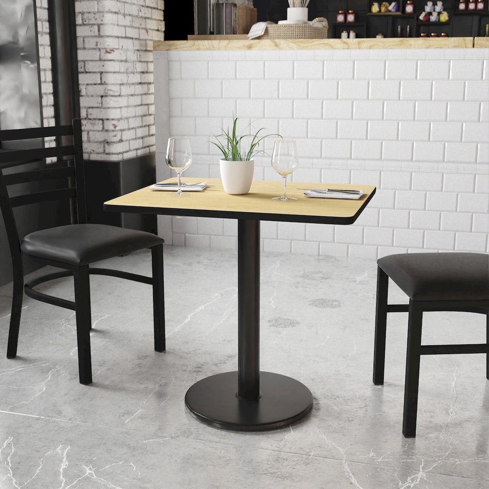 24'' x 30'' Rectangular Natural Table Top with 18'' Round Table Height Base. Picture 2