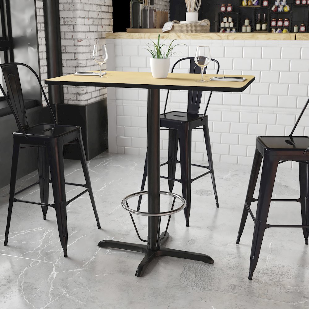 24'' x 42'' Natural Table Top with 23.5'' x 29.5'' Bar Height. Picture 2