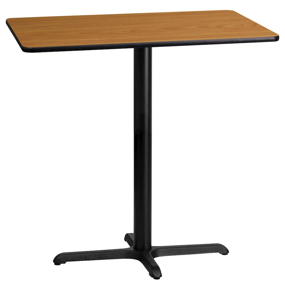 24'' x 42'' Natural Table Top with 23.5'' x 29.5'' Bar Height Table Base. Picture 1