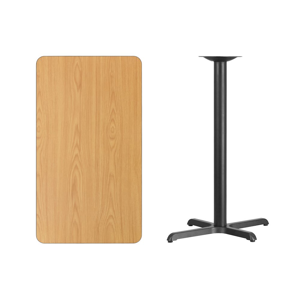 24'' x 42'' Natural Table Top with 23.5'' x 29.5'' Bar Height Table Base. Picture 3