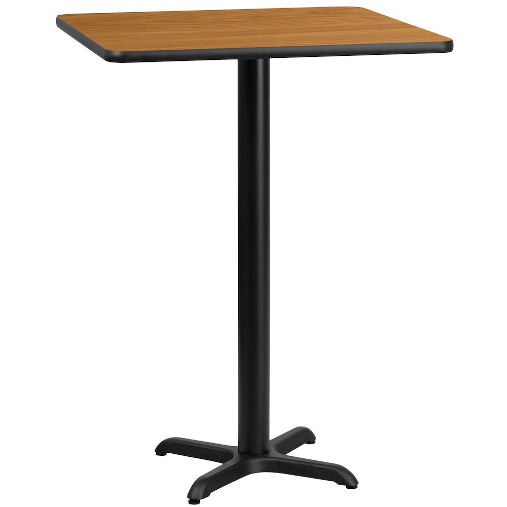 30'' Square Natural Laminate Table Top with 22'' x 22'' Bar Height Table Base. Picture 1