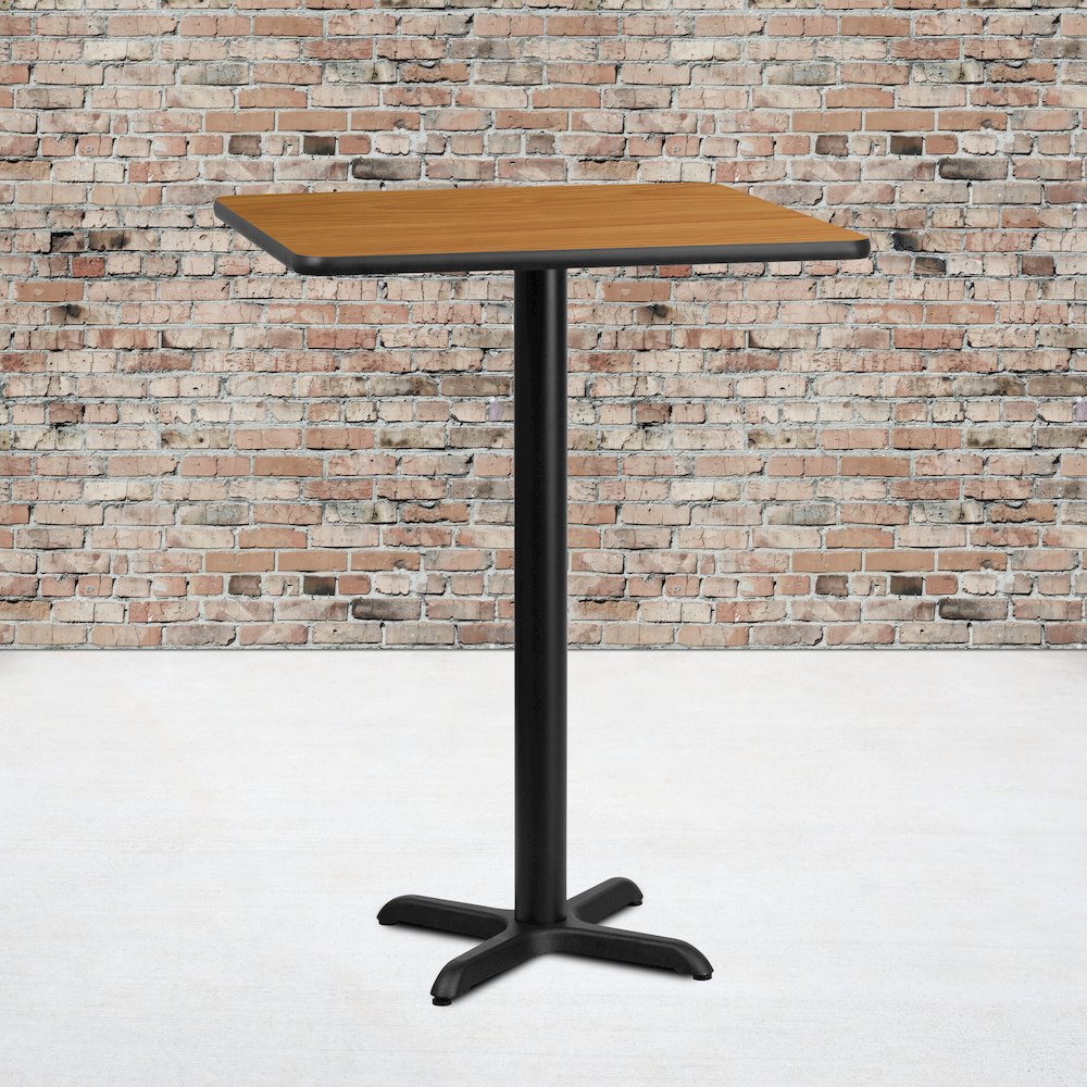 30'' Square Natural Laminate Table Top with 22'' x 22'' Bar Height Table Base. Picture 2