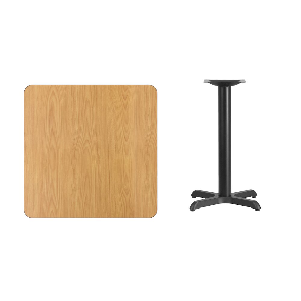 30'' Square Natural Laminate Table Top with 22'' x 22'' Table Height Base. Picture 3