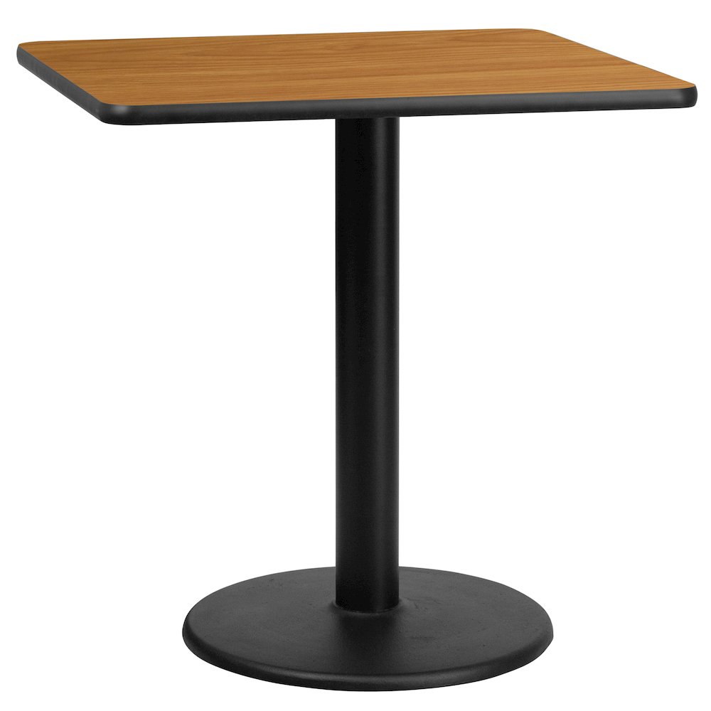 30'' Square Natural Laminate Table Top with 18'' Round Table Height Base. Picture 1