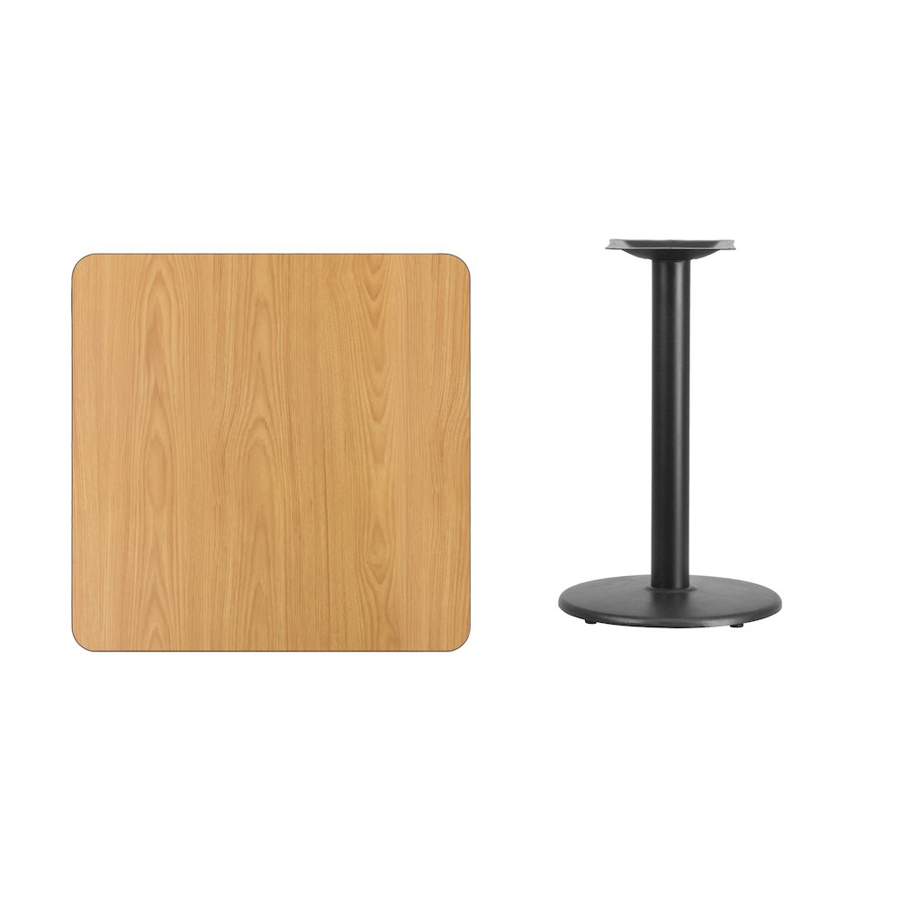 30'' Square Natural Laminate Table Top with 18'' Round Table Height Base. Picture 4