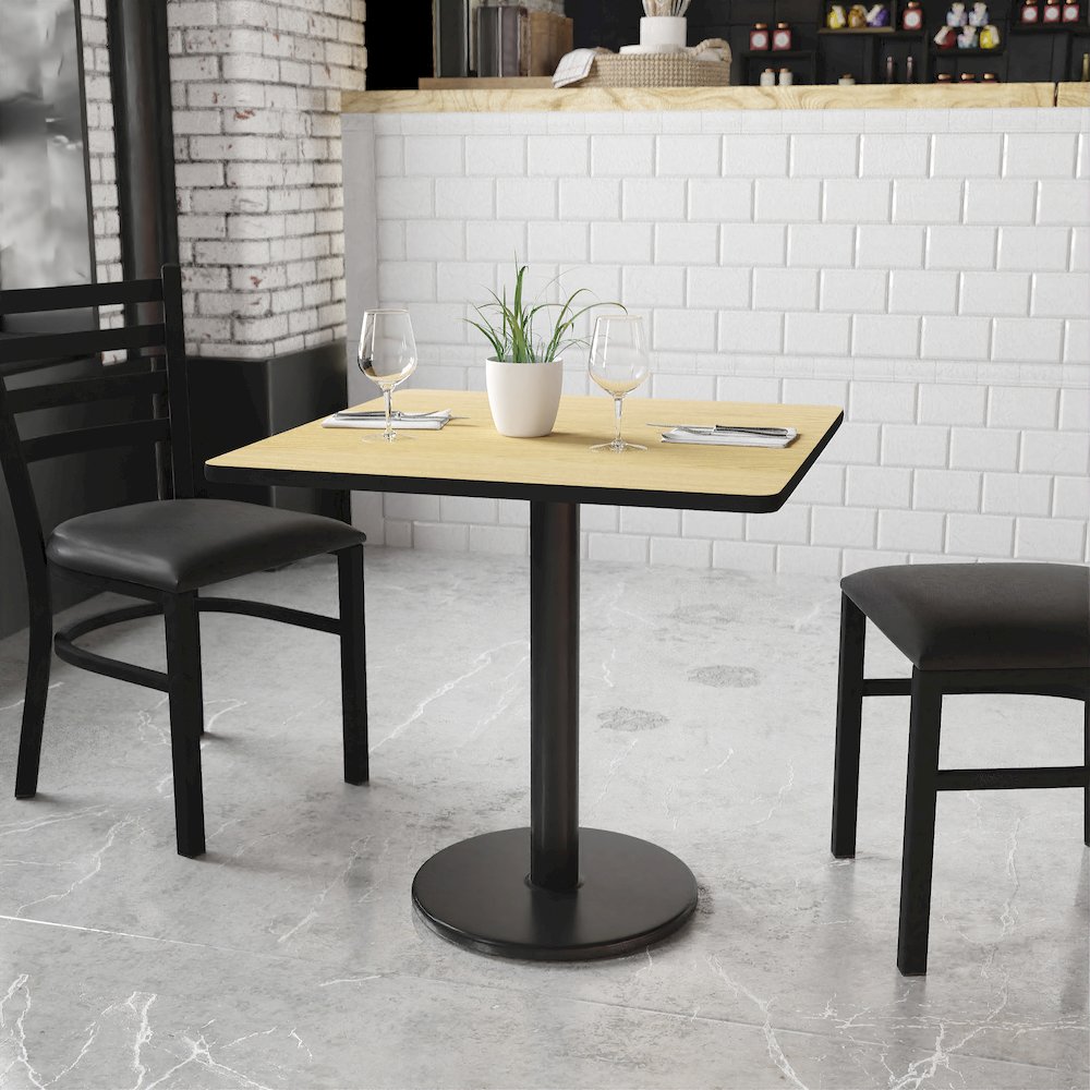 30'' Square Natural Laminate Table Top with 18'' Round Table Height Base. Picture 2
