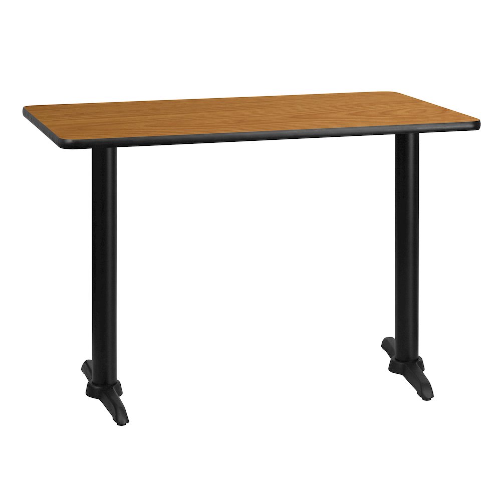 30'' x 42'' Rectangular Natural Table Top with 5'' x 22'' Table Height Bases. Picture 1