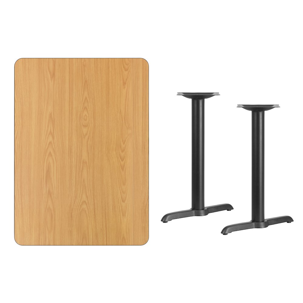 30'' x 42'' Rectangular Natural Table Top with 5'' x 22'' Table Height Bases. Picture 4
