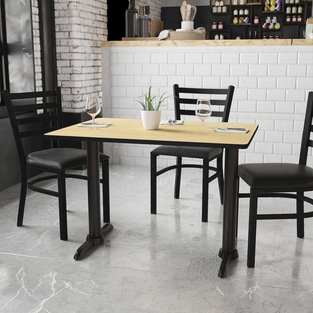 30'' x 42'' Rectangular Natural Table Top with 5'' x 22'' Table Height Bases. Picture 2