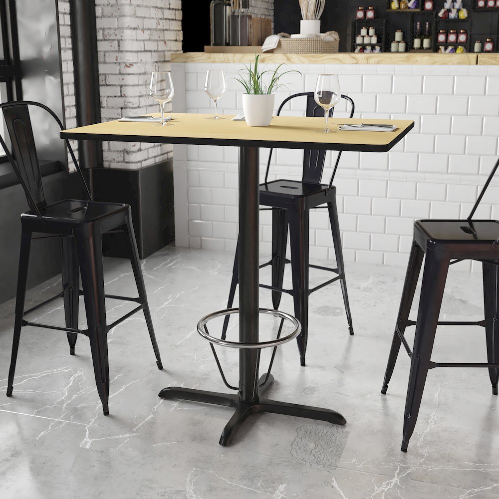 30'' x 42'' Natural Table Top with 23.5'' x 29.5'' Bar Height. Picture 2
