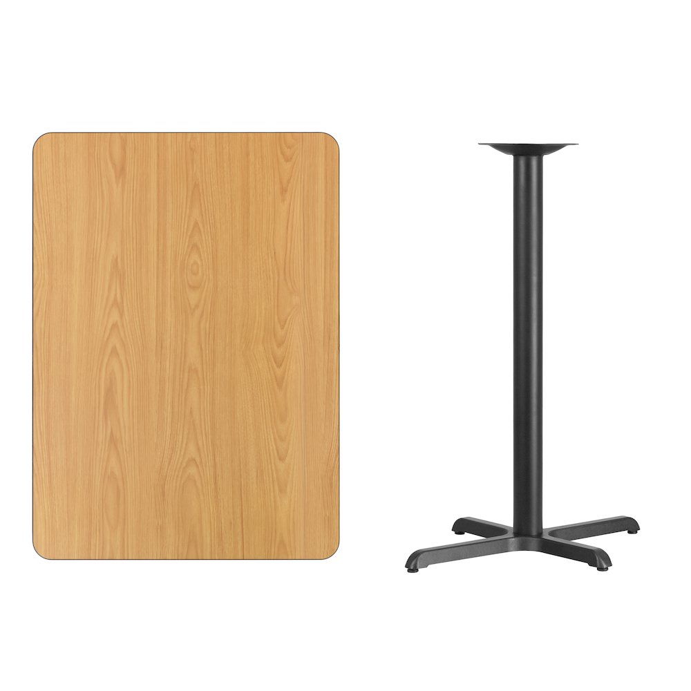 30'' x 42'' Natural Table Top with 23.5'' x 29.5'' Bar Height Table Base. Picture 4