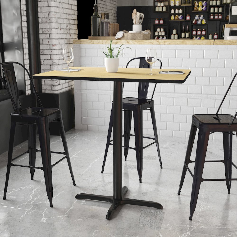 30'' x 42'' Natural Table Top with 23.5'' x 29.5'' Bar Height Table Base. Picture 2