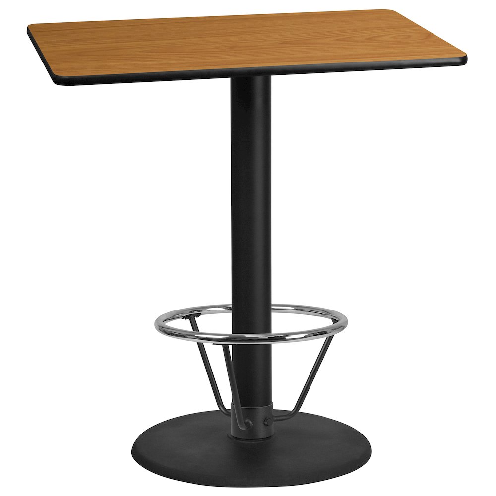 30'' x 42'' Natural Table Top with 24'' Round Bar Height. Picture 1