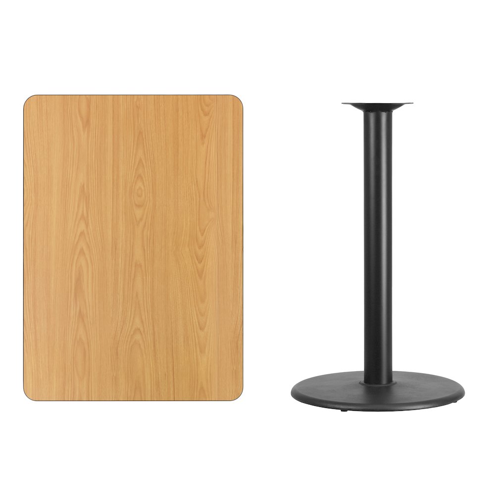 30'' x 42'' Rectangular Natural Table Top with 24'' Round Bar Height Table Base. Picture 3