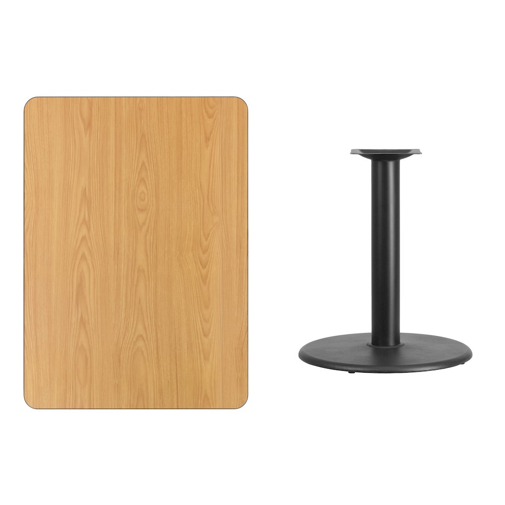 30'' x 42'' Rectangular Natural Table Top with 24'' Round Table Height Base. Picture 4