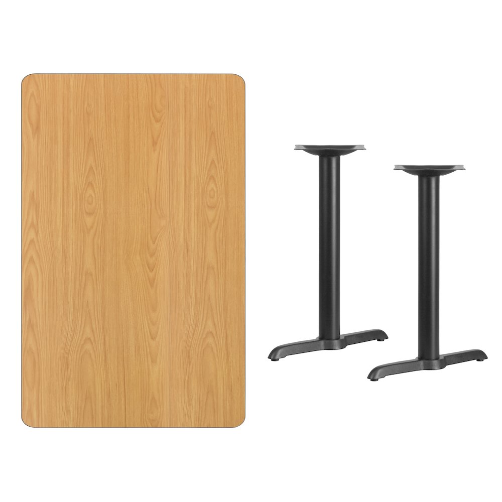 30'' x 48'' Rectangular Natural Table Top with 5'' x 22'' Table Height Bases. Picture 4