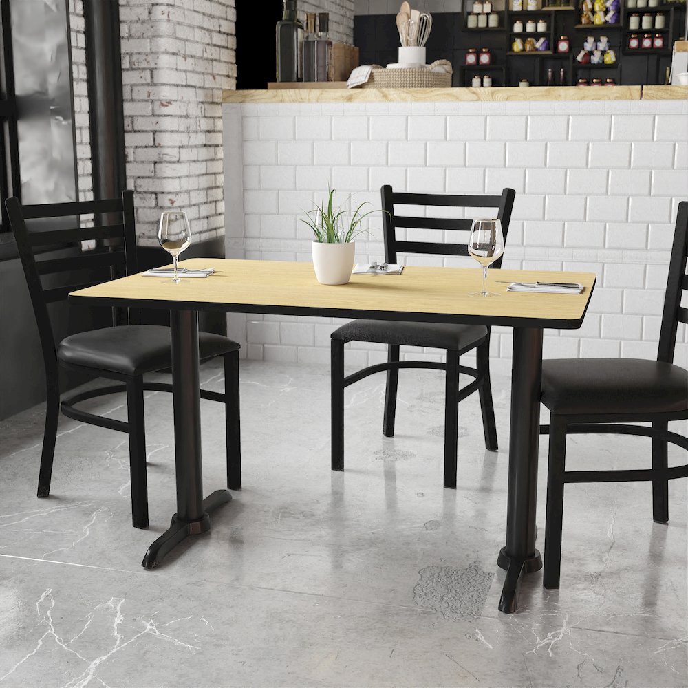 30'' x 48'' Rectangular Natural Table Top with 5'' x 22'' Table Height Bases. Picture 2