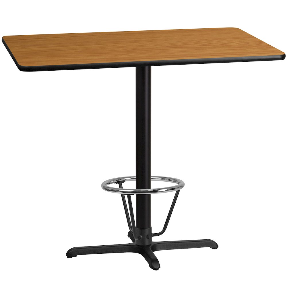 30'' x 48'' Natural Table Top with 23.5'' x 29.5'' Bar Height. Picture 1