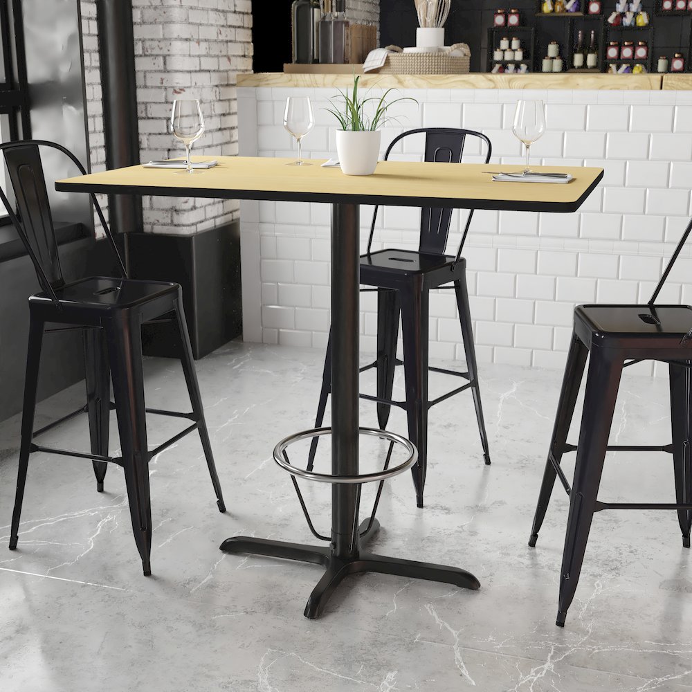 30'' x 48'' Natural Table Top with 23.5'' x 29.5'' Bar Height. Picture 2