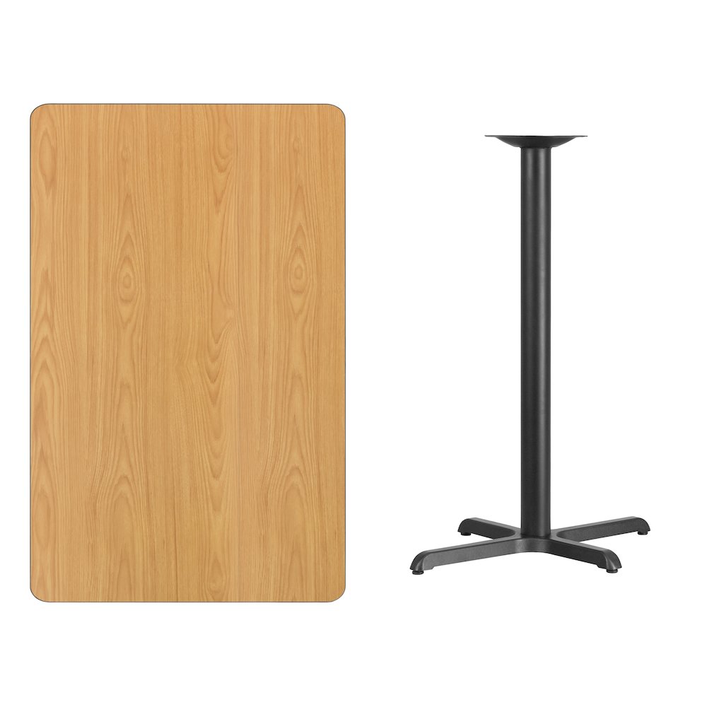 30'' x 48'' Rectangular Natural Laminate Table Top with 23.5'' x 29.5'' Bar Height Table Base. Picture 2