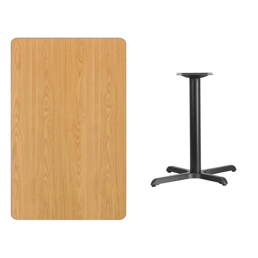 30'' x 48'' Rectangular Natural Table Top with 23.5'' x 29.5'' Table Height Base. Picture 3