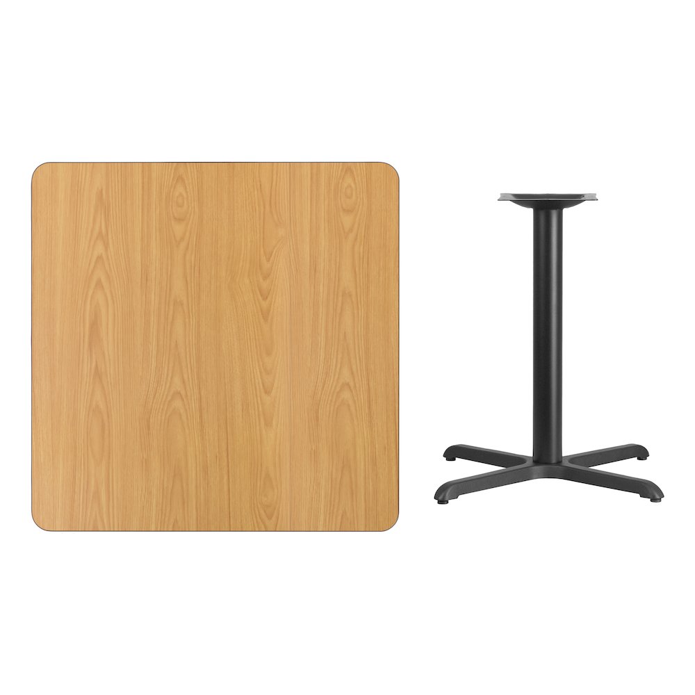 36'' Square Natural Laminate Table Top with 30'' x 30'' Table Height Base. Picture 3