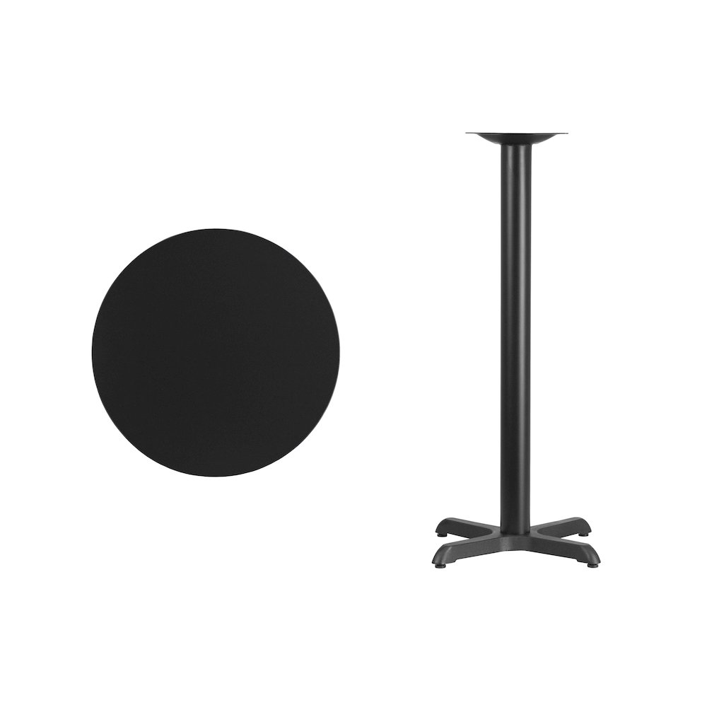 24'' Round Black Laminate Table Top with 22'' x 22'' Bar Height Table Base. Picture 4