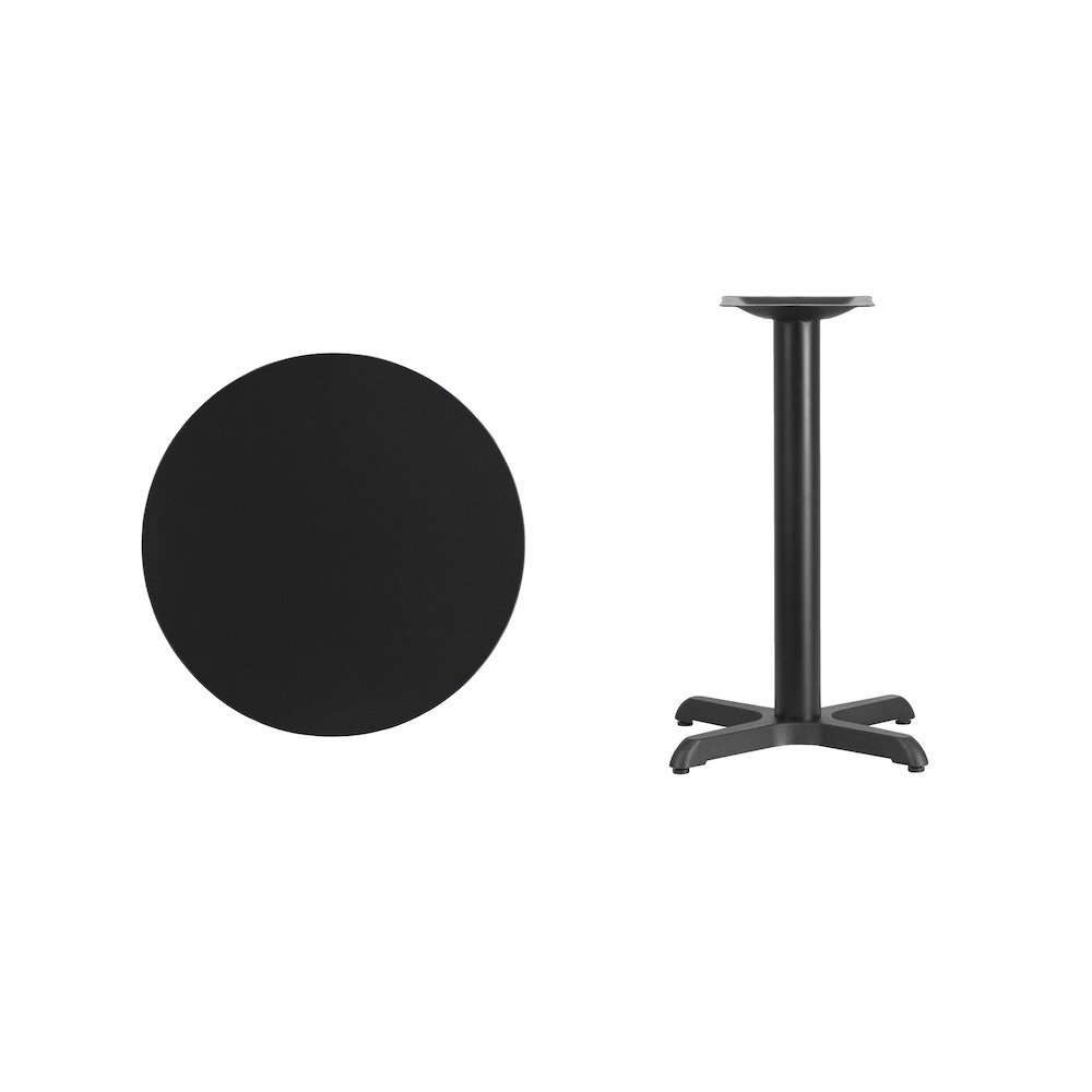 24'' Round Black Laminate Table Top with 22'' x 22'' Table Height Base. Picture 4
