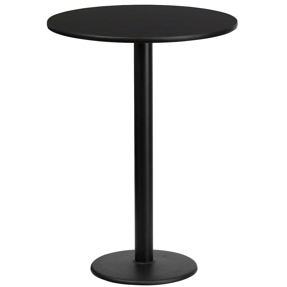 24'' Round Black Laminate Table Top with 18'' Round Bar Height Table Base. Picture 1