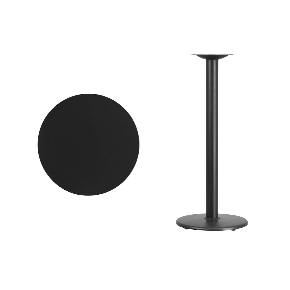 24'' Round Black Laminate Table Top with 18'' Round Bar Height Table Base. Picture 3