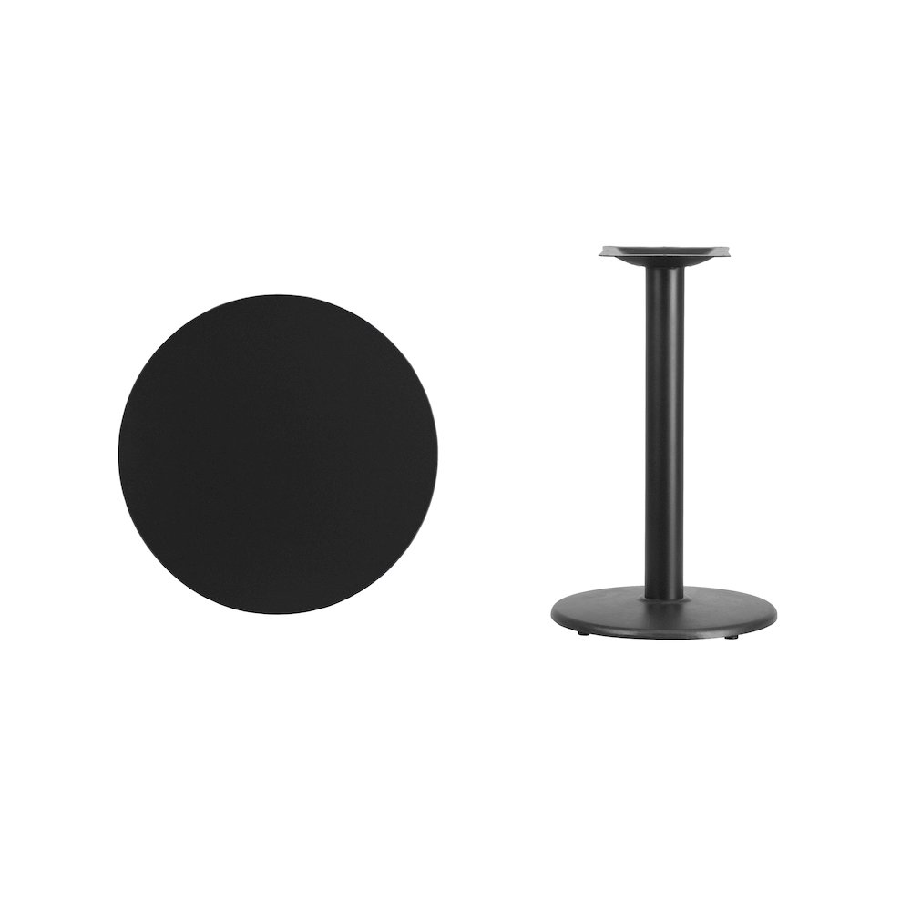 24'' Round Black Laminate Table Top with 18'' Round Table Height Base. Picture 4