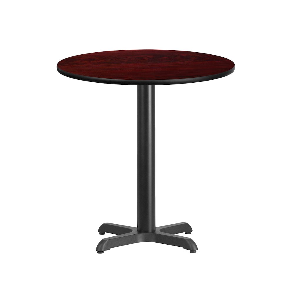 24'' Round Mahogany Laminate Table Top with 22'' x 22'' Table Height Base. Picture 1