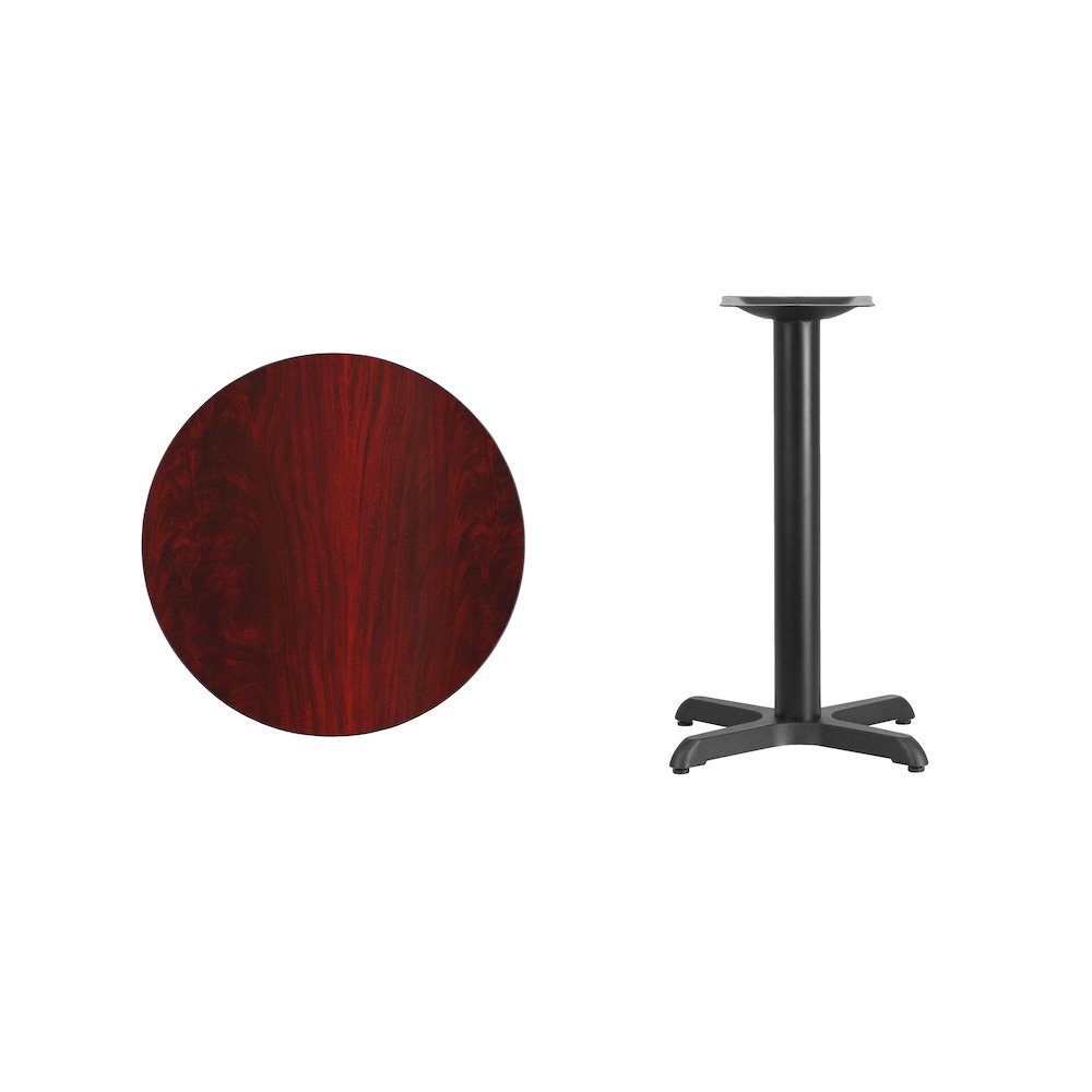 24'' Round Mahogany Laminate Table Top with 22'' x 22'' Table Height Base. Picture 4