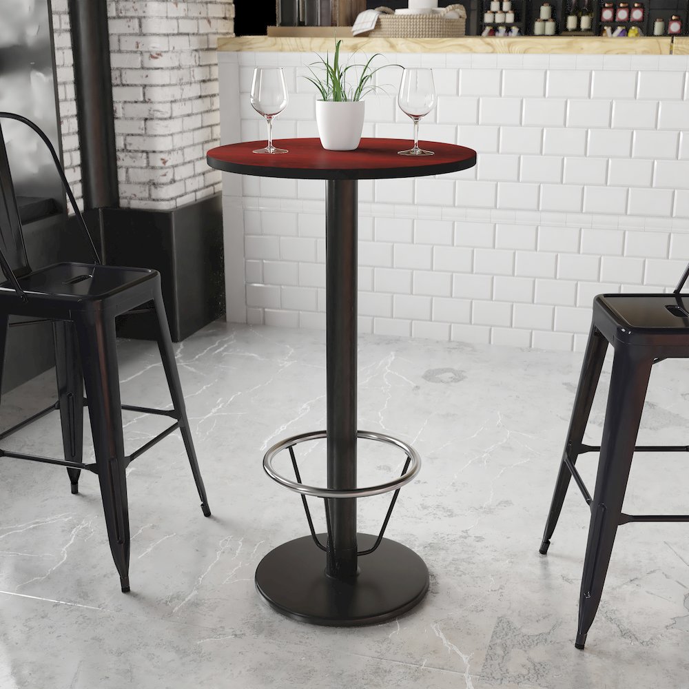 24'' Round Mahogany Table Top with 18'' Round Bar Height. Picture 2