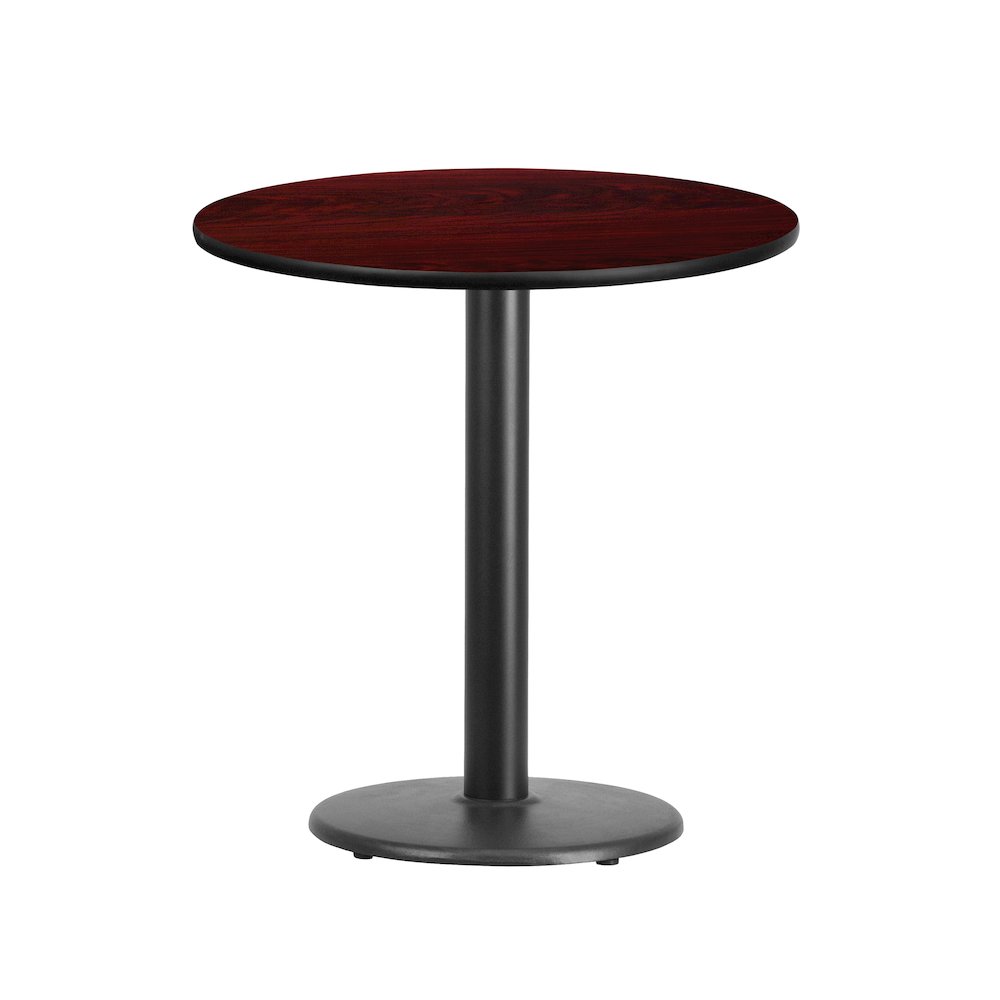 24'' Round Mahogany Laminate Table Top with 18'' Round Table Height Base. Picture 1